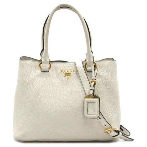 Prada Women's White Vitello Phenix Leather 